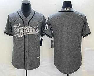 Mens New York Yankees Blank Grey Gridiron Cool Base Stitched Baseball Jersey->new york yankees->MLB Jersey